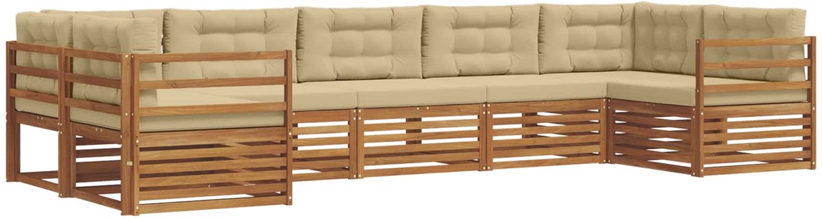 vidaXL Buiten - bank - set - 7 - st - 7-zits - Natuurlijk - en - Beige Natuurlijk en Beige