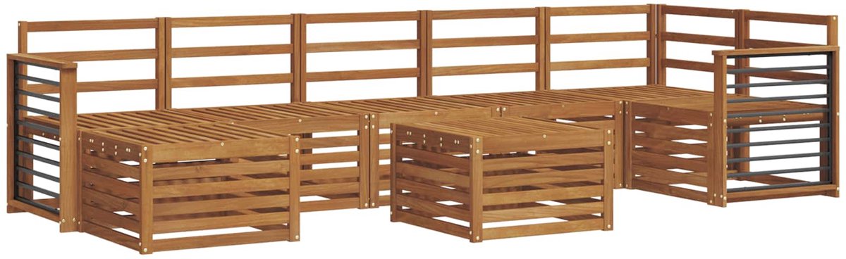 vidaXL Buiten - bank - set - 8 - st - 8-zits - Naturel - Massief - Acacia - Hout