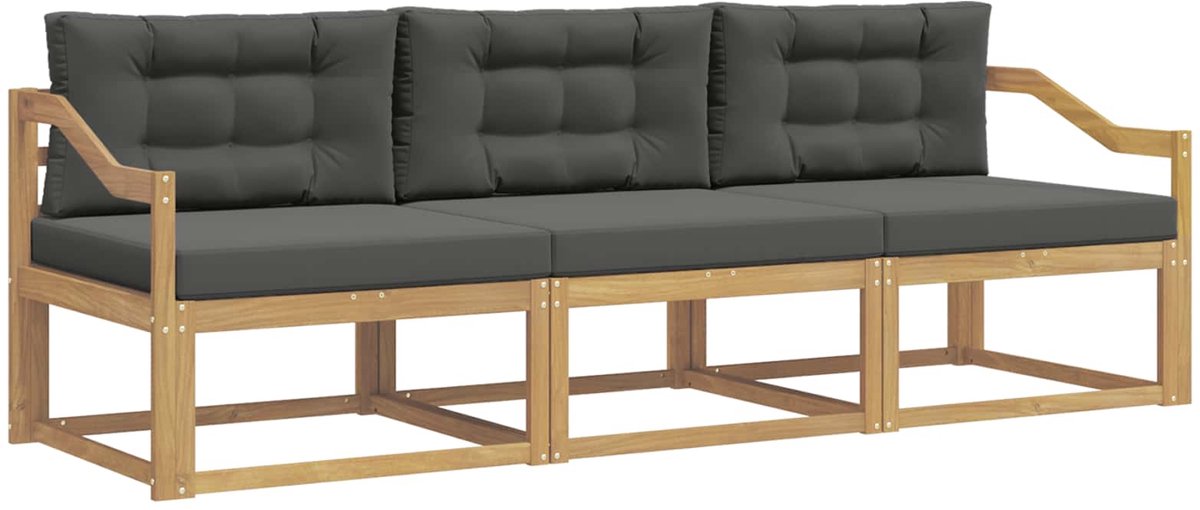 vidaXL Buiten - bank - set - 3 - st - Wit - en - antracietkleurig - Polyester Wit en antracietkleurig