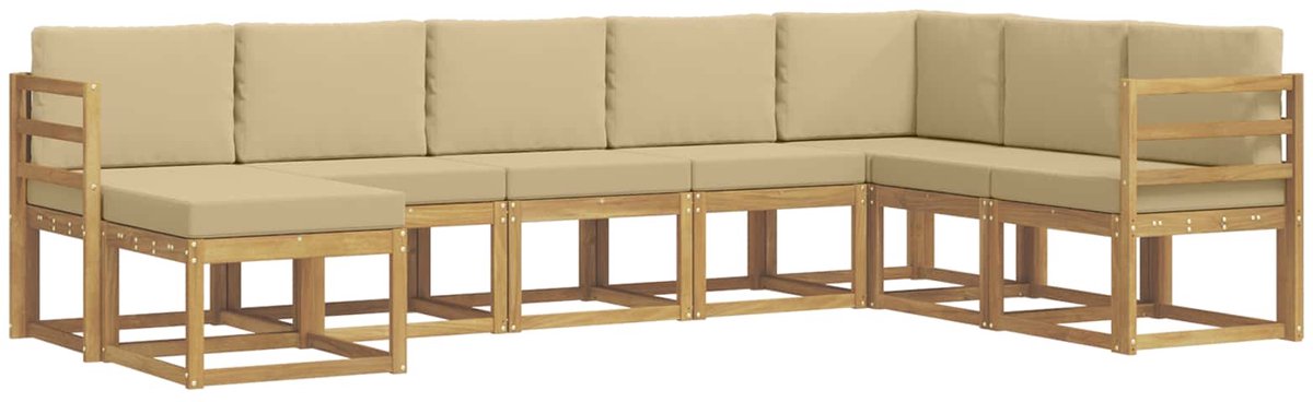 vidaXL Buiten - bank - set - 8 - st - 8-zits - Wit - en - Beige Wit en Beige