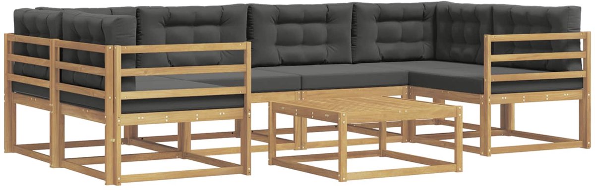 vidaXL Buiten - bank - set - 5 - st - 6-zits - Wit - en - antracietkleurig Wit en antracietkleurig