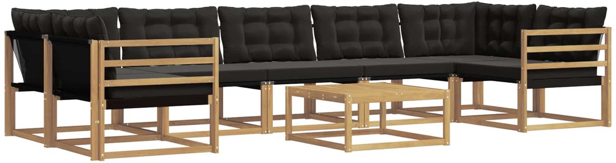 vidaXL Buiten - bank - set - 8 - st - 7-zits - Wit - en - zwart Wit en zwart