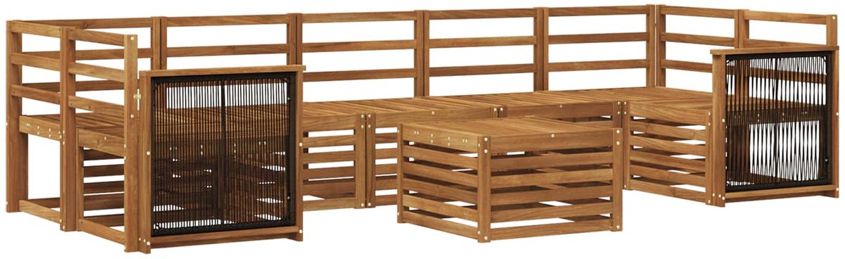vidaXL Buiten - bank - set - 8 - st - 7-zits - Naturel - Massief - Acacia - Hout