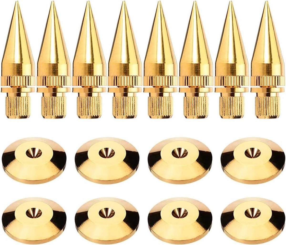Luidspreker Voetjes - Speaker Pads - Audio Verbetering - Koperen Basis - 37 mm Hoogte - Goud