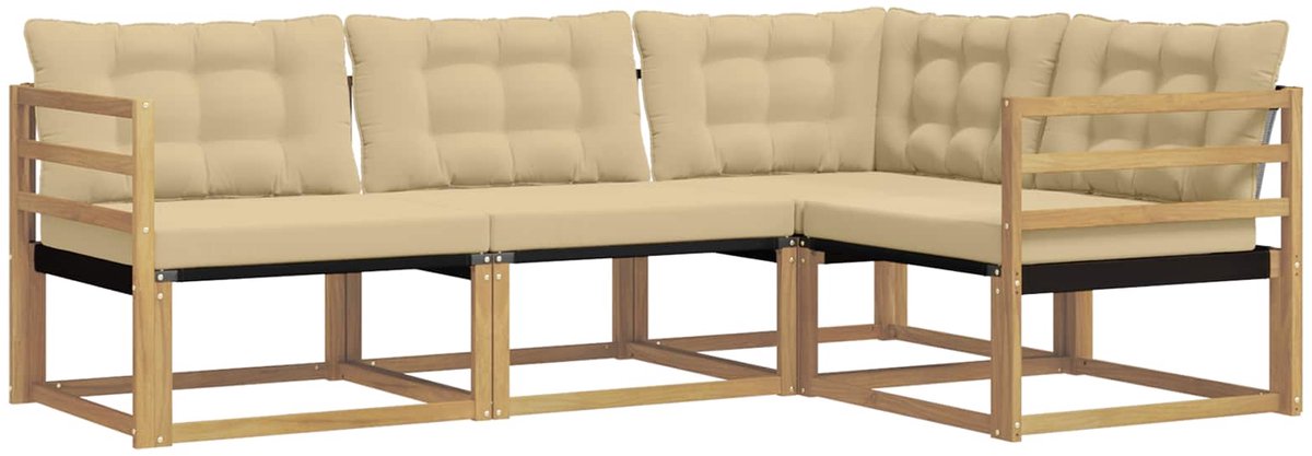 vidaXL Buiten - bank - set - 4 - st - Wit - en - Beige Wit en beige