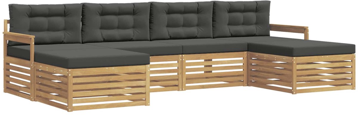 vidaXL Buiten - bank - set - 6 - st - 4-zits - Wit - en - antracietkleurig Wit en antracietkleurig