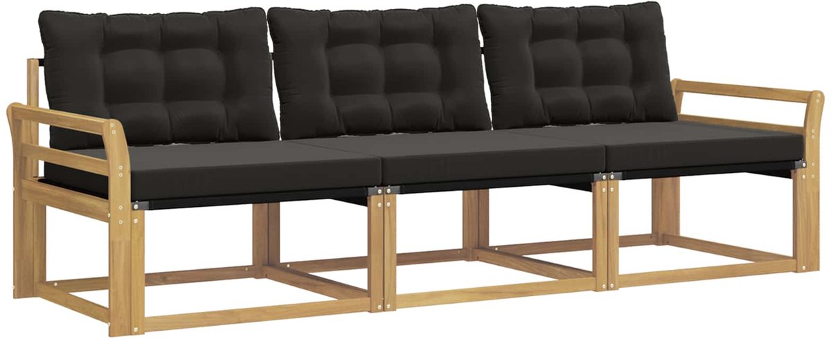 vidaXL Buiten - bank - set - 3 - st - Wit - en - zwart Wit en zwart