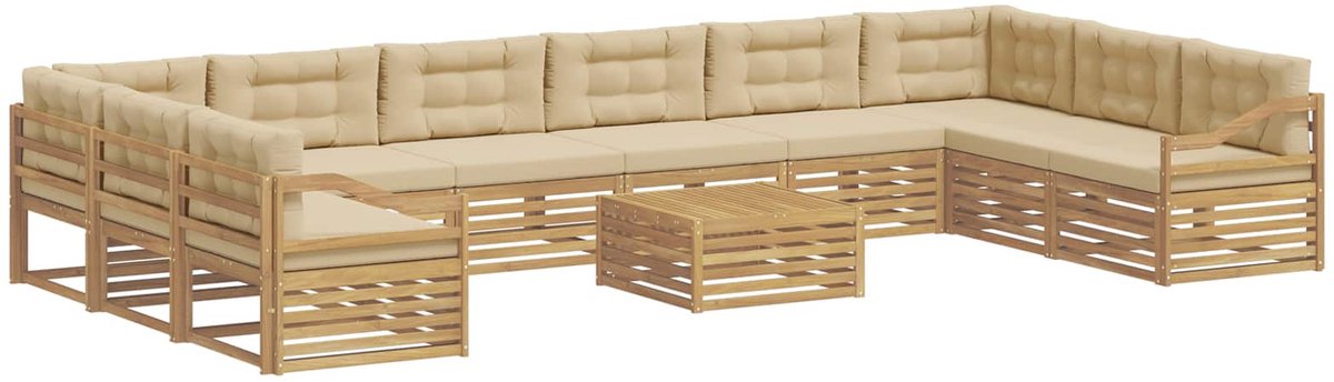 vidaXL Sofa-Sets - 11 - st - 10-zits - White - and - Beige - Polyester wit en beige