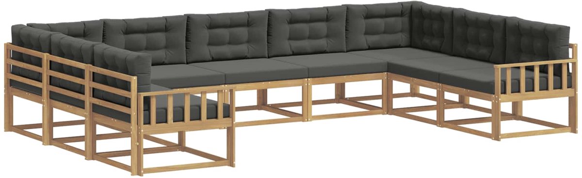 vidaXL Buiten - bank - set - 9 - st - 9-zits - Wit - en - antracietkleurig Wit en antracietkleurig