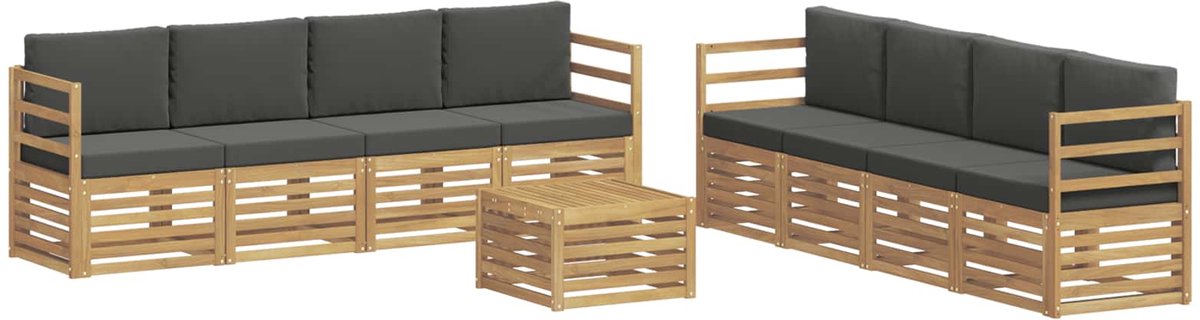 vidaXL Buiten - bank - set - 9 - st - 8-zits - Wit - en - antracietkleurig - Polyester Wit en antracietkleurig