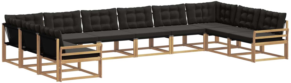 vidaXL Buiten - bank - set - 10 - st - 10-zits - Wit - en - zwart Wit en zwart