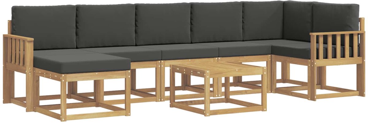 vidaXL Buiten - bank - set - 8 - st - 7-zits - Wit - en - antracietkleurig - Polyester Wit en antracietkleurig