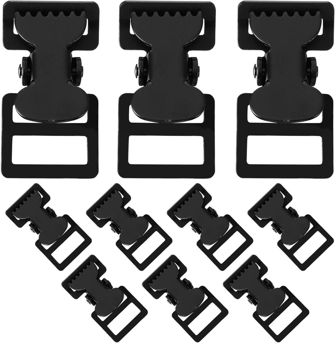 Bandgespen - Snelsluitgespen Klemmen - Bagage Bevestigen - Versterkte Ijzeren Structuur - 6 x 3.5 x 2 cm - Zwart