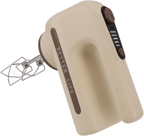 Elektrische Handmixer - Draadloze Garde - Bakken en Kloppen - 5 Snelheden Turbo Boost - 26 x 19 cm - Kaki van Merkloos — afbeelding 5