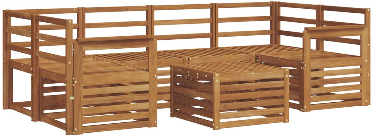 vidaXL Buiten - bank - set - 7 - st - 6-zits - Naturel - Massief - Acacia - Hout