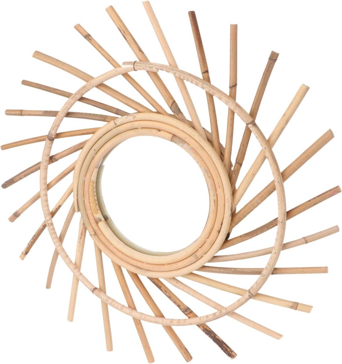 Wandspiegel Decoratie - Make-upspiegel Fotografeerspiegel - Interieur Decoratie - Met Rotan Weefontwerp - 40x40 cm - Koffie