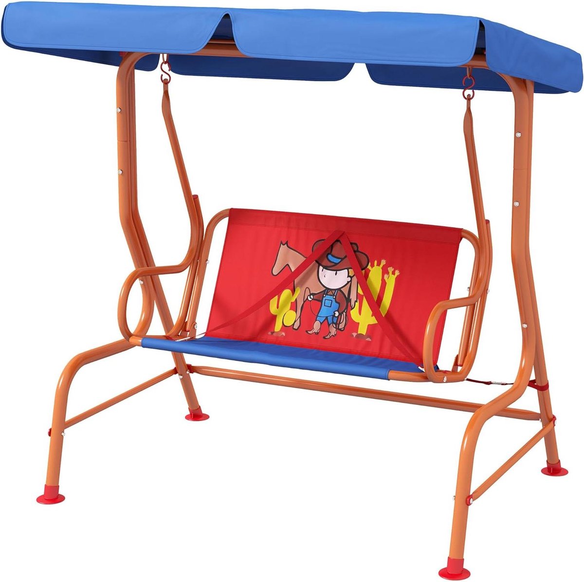 Kinderschommelbank Dubbele Stoel - Schommelbank Kinderen - Buiten Spelen - Verstelbare Luifel - 110 x 110 x 70 cm