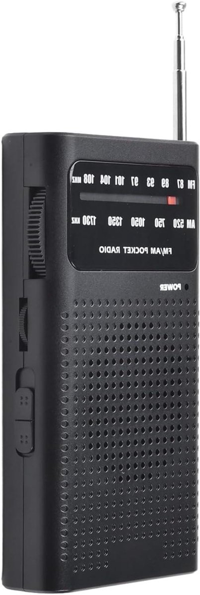 Draagbare AM FM Radio - Zakradio Weerradio - Nieuws Luisteren - Hoge Gevoeligheid - 128x70x27mm - Zwart
