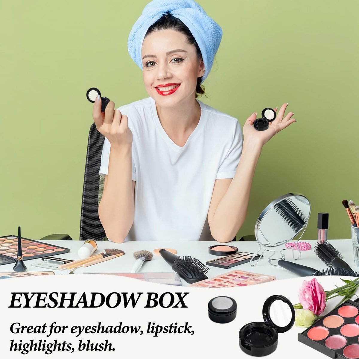 aladdien - Lege Oogschaduwbox - Oogschaduwdozen - Ideaal voor Reizen - Zwart - Make-up Organisatie - Geschikt voor Dagelijks Gebruik - Compact Formaat