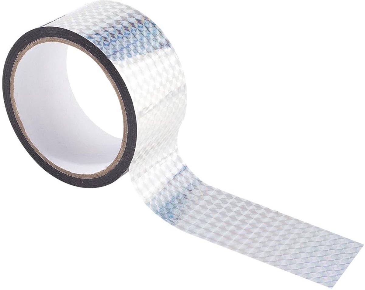 aladdien - Holografische Reflecterende Tape - DIY Art Crafts - Waterdicht en Glanzend - Grijs - Zelfklevend voor Vogels Weghouden - 50 m x 50 mm