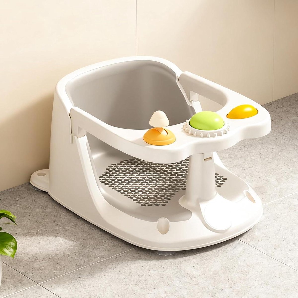 Baby badzitje - Badstoel peuter - Veilig badderen - Antislip zuignappen - 396 x 287 cm - Grijs
