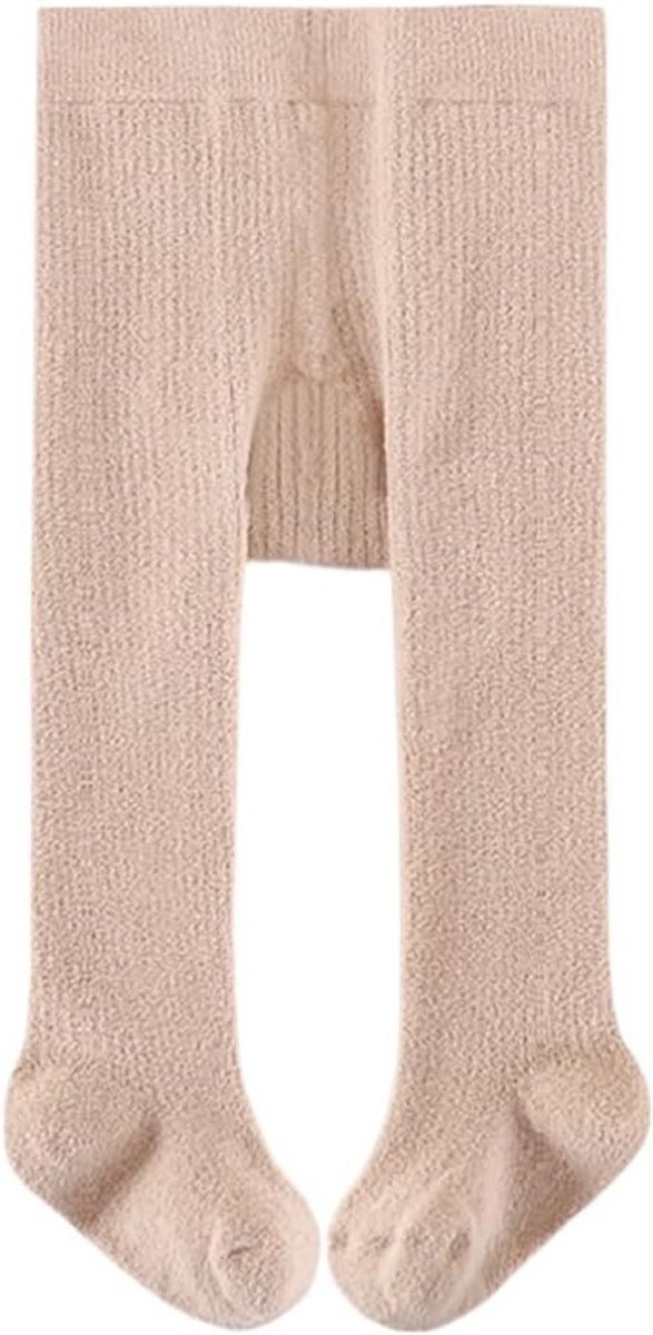 Effen kaki gebreide leggings voor babymeisjes, warme panty voor peuters van 1-2 jaar, comfortabele winterkousen