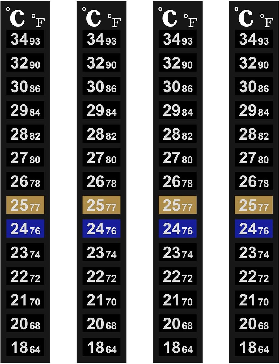 aladdien - Aquarium Thermometer Strips - Kleurveranderende Temperatuur Stickers - 4 Stuks - Temperatuurmeting - Waterkwaliteit - 18-34°C - Geschikt ...