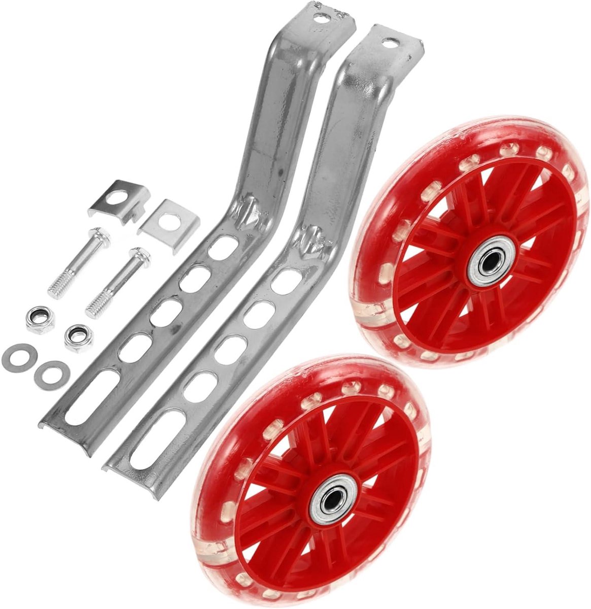 Zijwieltjes Fiets - Stabilisatorwielen Kinderfiets - Kinderen Leren Fietsen - Verstelbare Leerondersteuning - 11 x 11 x 2 cm - Rood
