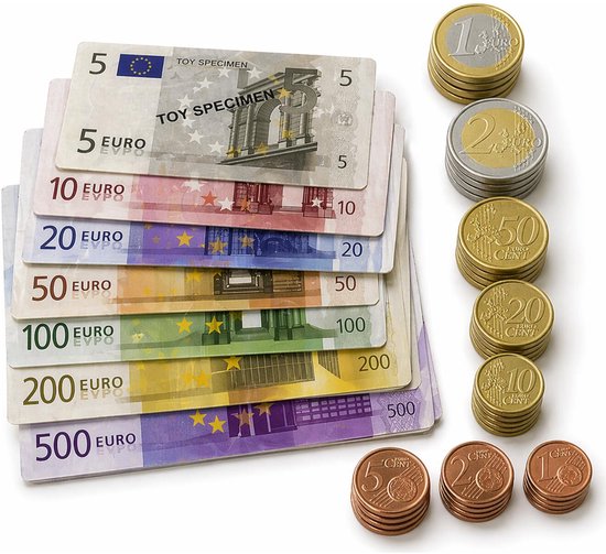 Speelgeld set euro - papier / kunststof - biljetten en munten - speelgoed geld