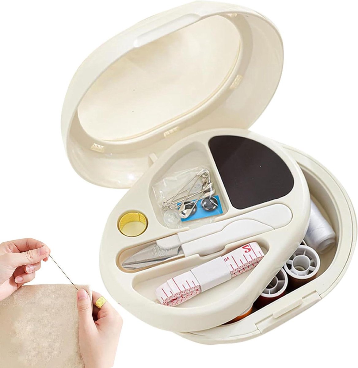 Reisnaaiset - Naaiset Draagbaar - Kleding Repareren - Magnetische Opbergdoos - 15 cm - Wit