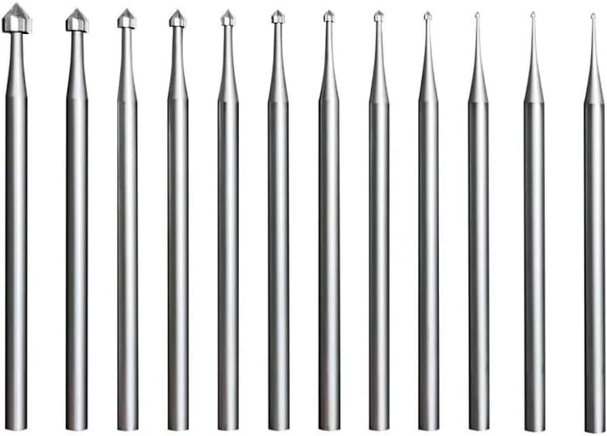 Bramen Sets - Metaalboren Graveerboren - Metaal Bewerken - Vanadiumstaal Hoge Hardheid - 3/32 Inch Schacht - Zilverkleurig