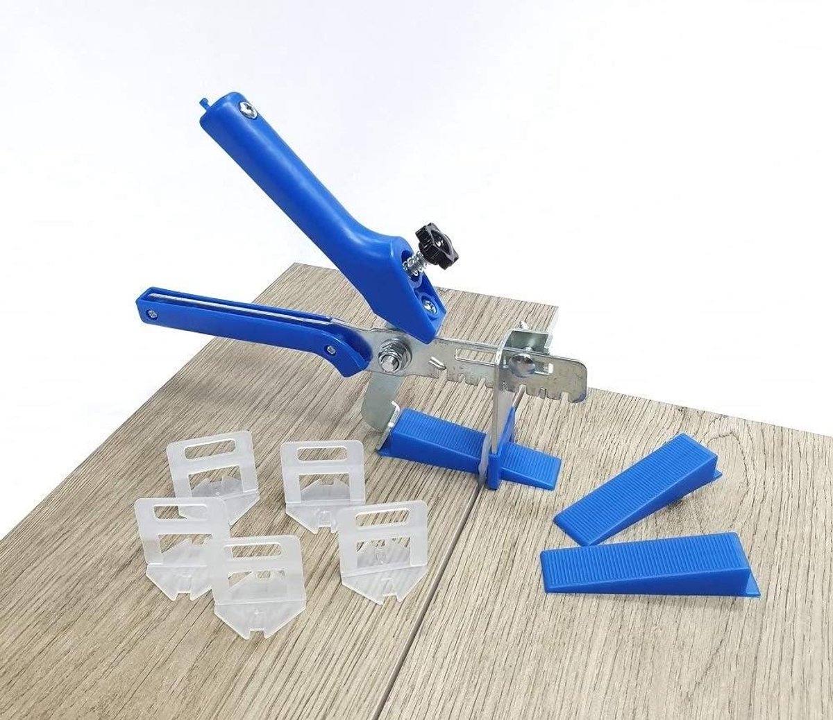 Tegelnivelleringssysteem - Tegellegger Hulp - Vlakke Tegels Leggen - Verstelbare Voegbreedte - 100 Stuks - Blauw