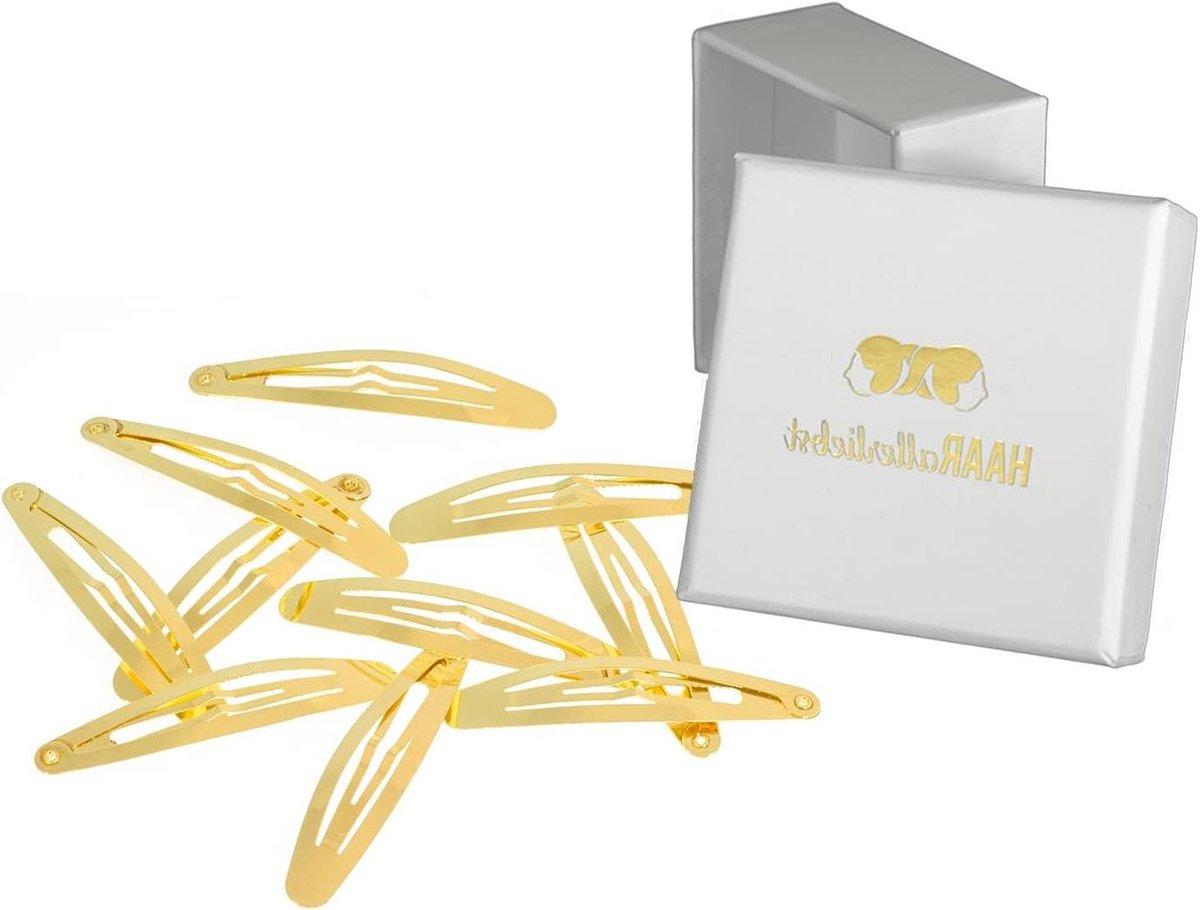 Haarspelden ovaal - Gouden clips - Haarstyling - Inclusief bewaardoos - 10 stuks - Goud glanzend