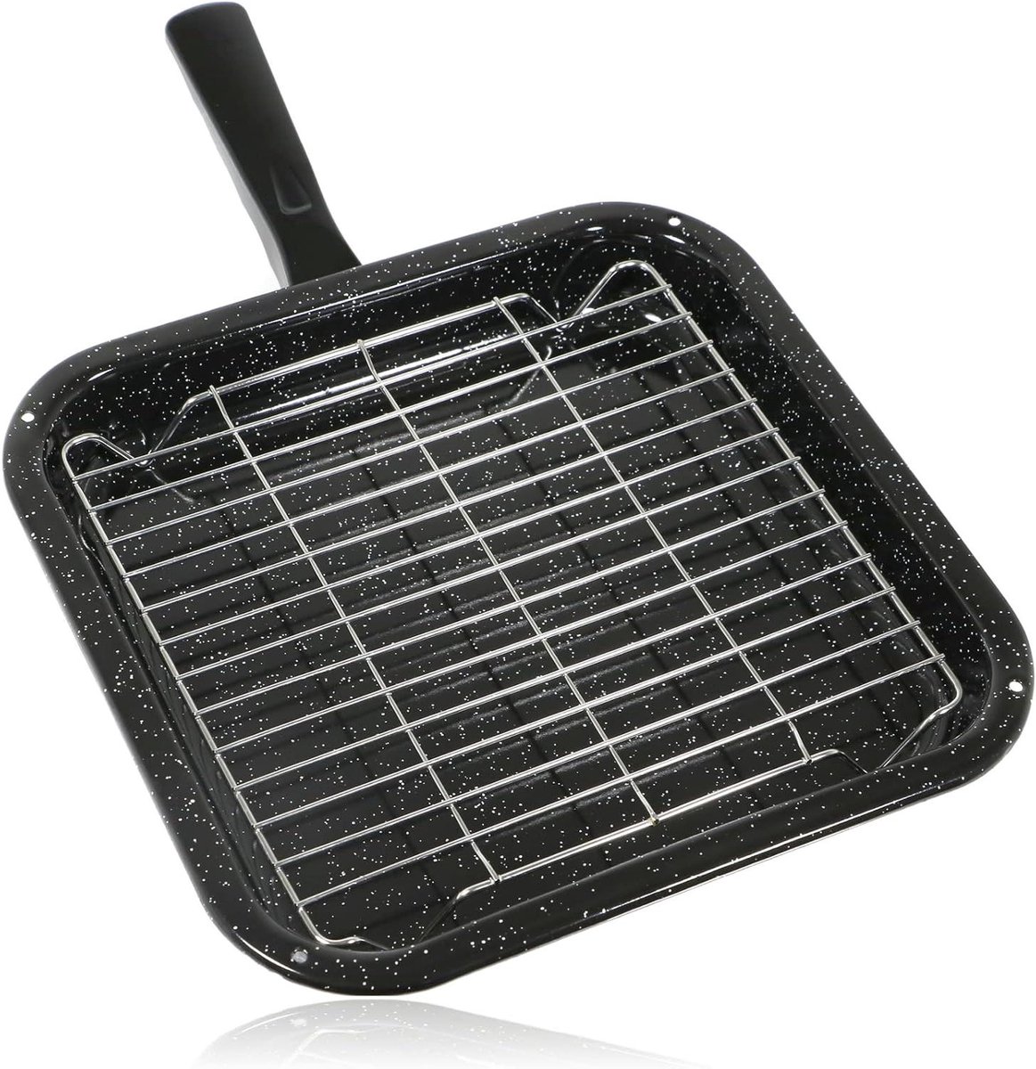 Grillpan met rek - Ovenpan accessoire - Koken in caravan - Afneembaar handvat - 28.5 x 27 cm - Donkergrijs