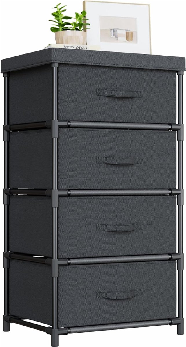 SNJY® Ladenkastje - Ladeblok - Ladekast - Nachtkastje - 4 Laden - 34D x 44B x 85H cm - Zwart