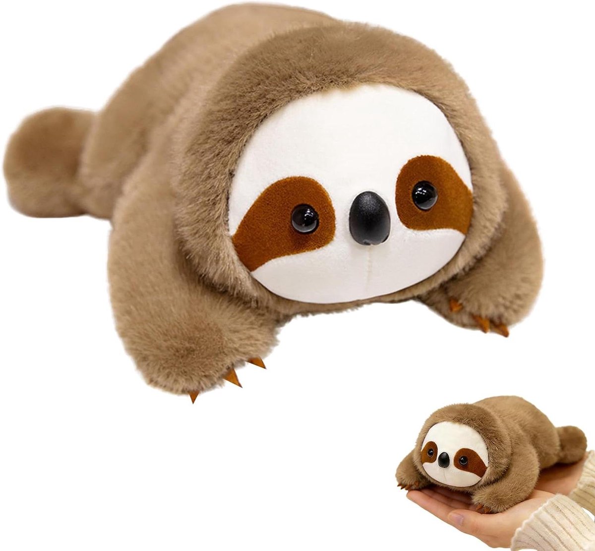 Gewichtsknuffel Luiaard - Verzwaarde knuffel Pluche dier - Ontspanning en slaap - Gelijkmatige drukstimulatie - 18 cm - Bruin