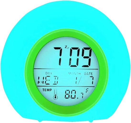 Digitale wekker - Kinderwekker LED - Wakker worden - 7 Kleuren licht - 100x100x100 mm - Groen van Merkloos — afbeelding 4
