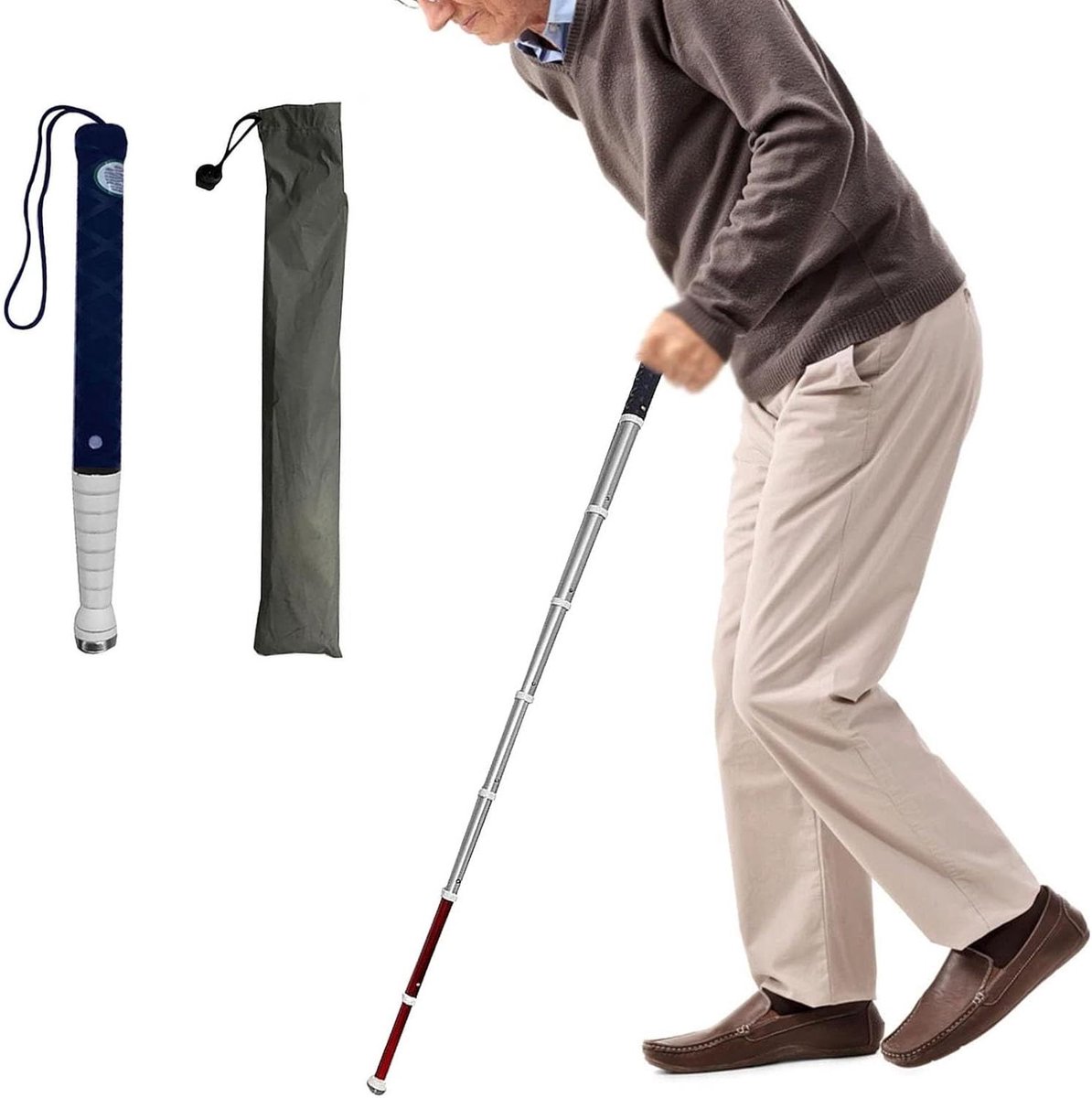 Telescopische Wandelstok - Blindenstok Opvouwbaar - Veilige Mobiliteit - Titaniumlegering - 118 cm - A