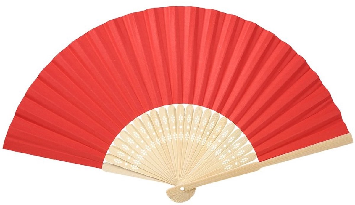Vouwbare Hand Fan - Rood - 8.3x0.9 Inch - Ideaal voor Warm Weer en DIY Projecten