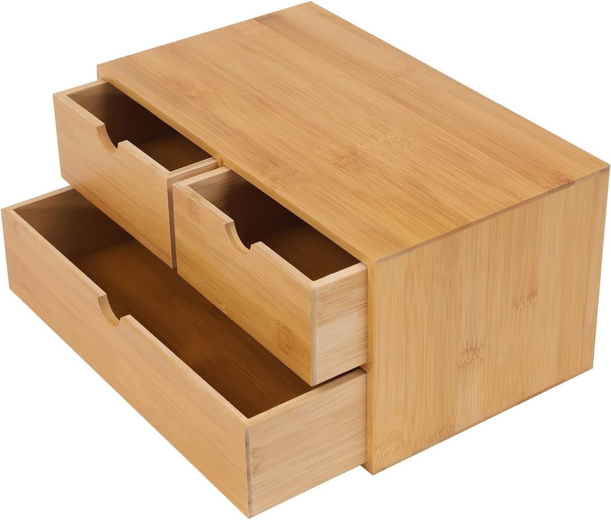Bureau Organizer - Opbergsysteem Kantoor - Bureau Opruimen - Natuurlijk Bamboe Materiaal - 33 x 19 x 16 cm - Houtkleur
