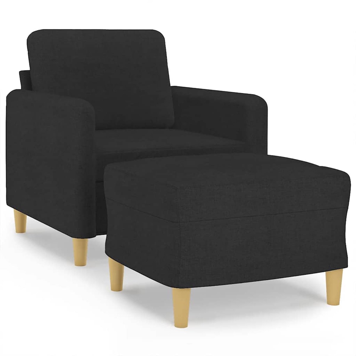 vidaXL Fauteuil - met - voetenbank - 60 - cm - stof - zwart