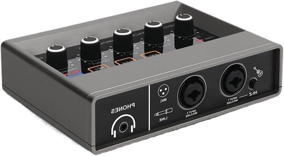 USB Audio Interface - Geluidskaart Mixer - Studio Opnames - Gitaar Input - Compact - Zwart