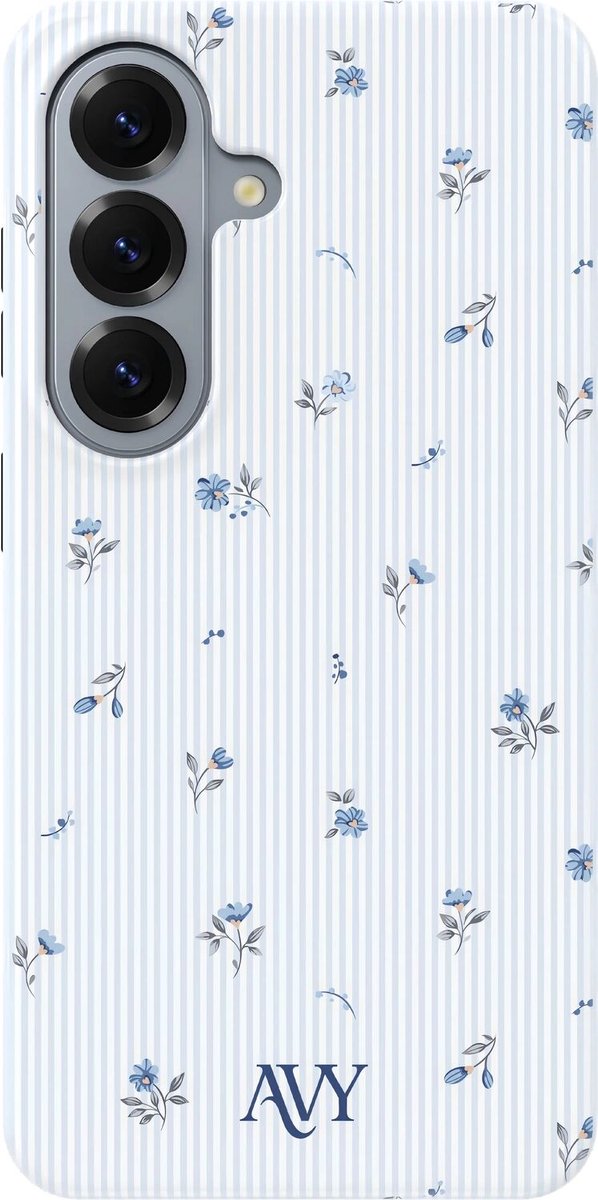 AVY Hoesje geschikt voor Samsung Galaxy S26 Plus | Sky Blossom | Bloemen | Blauw | Hard Shell Back Cover | Compatibel met MagSafe & Qi2