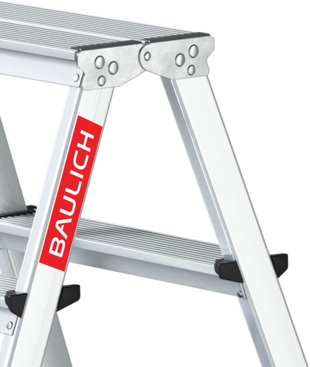 Baulich Dubbelzijdige aluminium trapladder - 6 treden met antislip platform - opvouwbare huishoudladder, werkhoogte 283 cm – foto 4