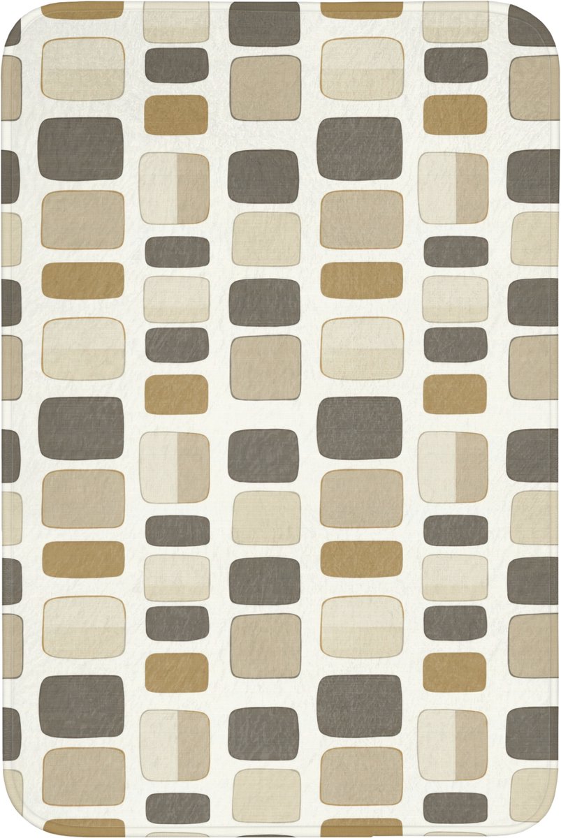 WC mat 60x90 cm - Antislip - Blokken - Vintage - Grijs - Toiletmat - Vloermat - Douchemat