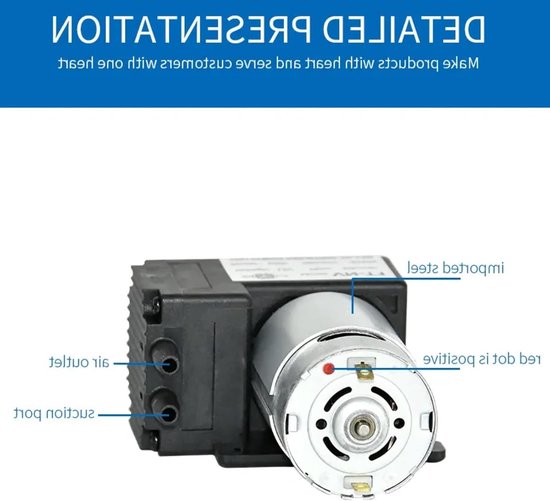 Mini DC Vacuum Pomp 12V/24V, Lage Geluidsproductie, 10 L/Min, Ideaal voor Industrie en Hobby, 81 kPa, Inclusief Stroomregelaar van Merkloos — afbeelding 2