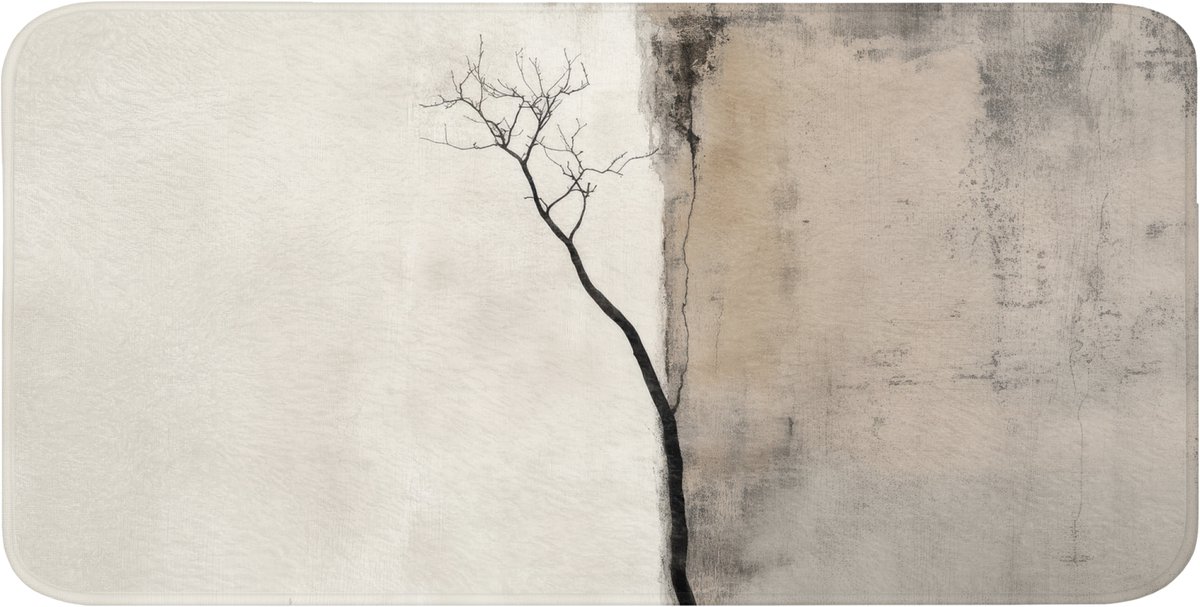 WC mat 120x60 cm - Antislip - Wabi sabi - Plant - Beige - Toiletmat - Vloermat - Douchemat