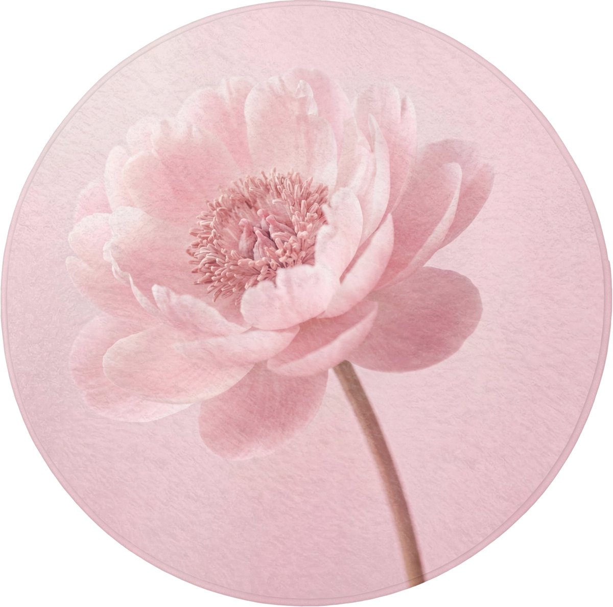 WC mat rond 70x70 cm - Antislip - Bloem - Pioenroos - Roze - Toiletmat - Vloermat - Douche