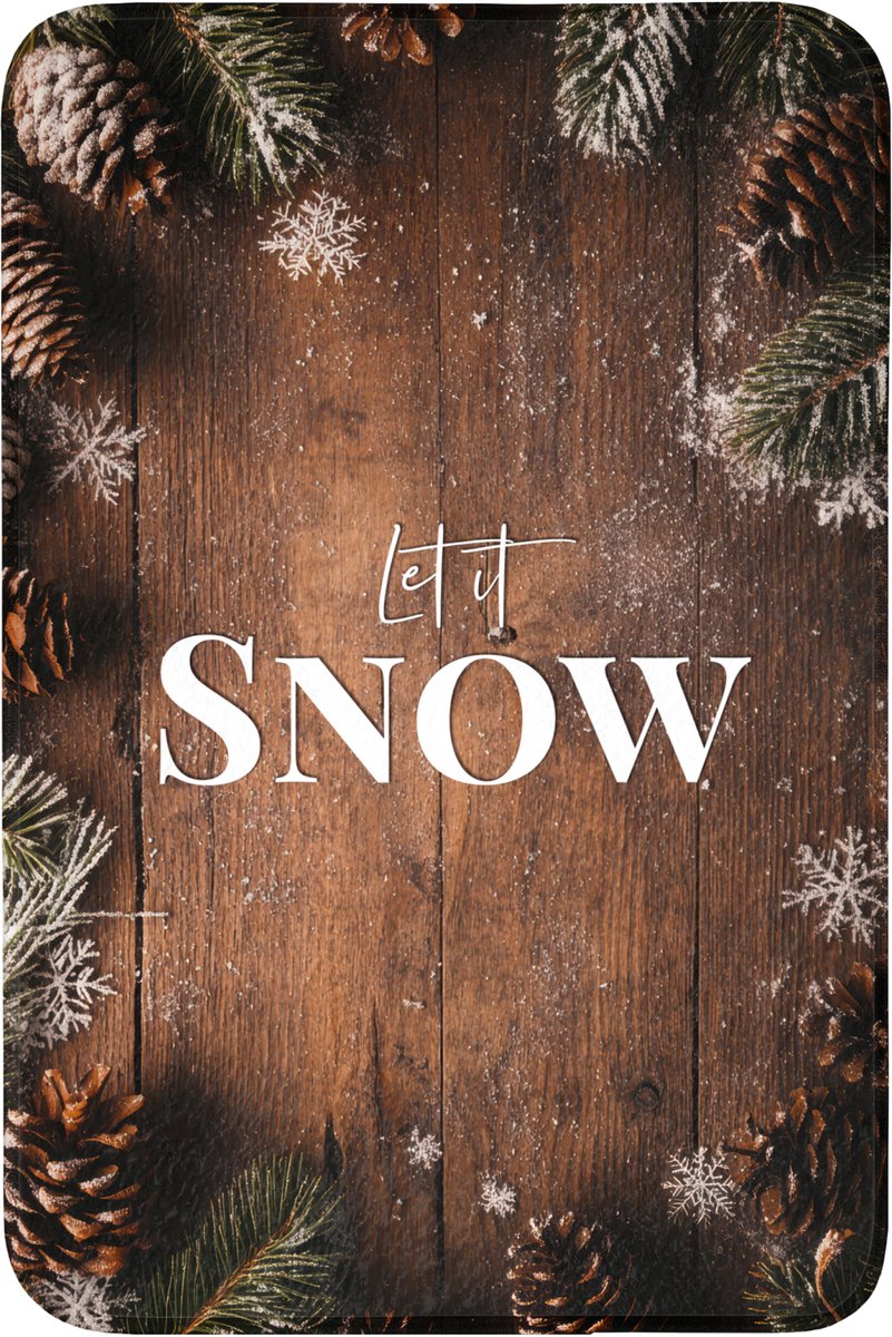 WC mat 60x90 cm - Antislip - Sneeuw - Houtlook - Quote - Let it snow - Toiletmat - Vloerma