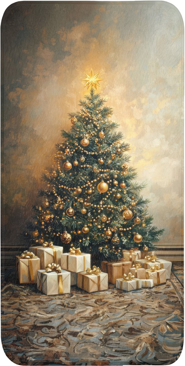 Badmat 60x120 cm - Antislip - Kerstboom - Cadeaus - Goud - Badmatten voor badkamer - Badkamermat - Douchemat - Badkamer mat